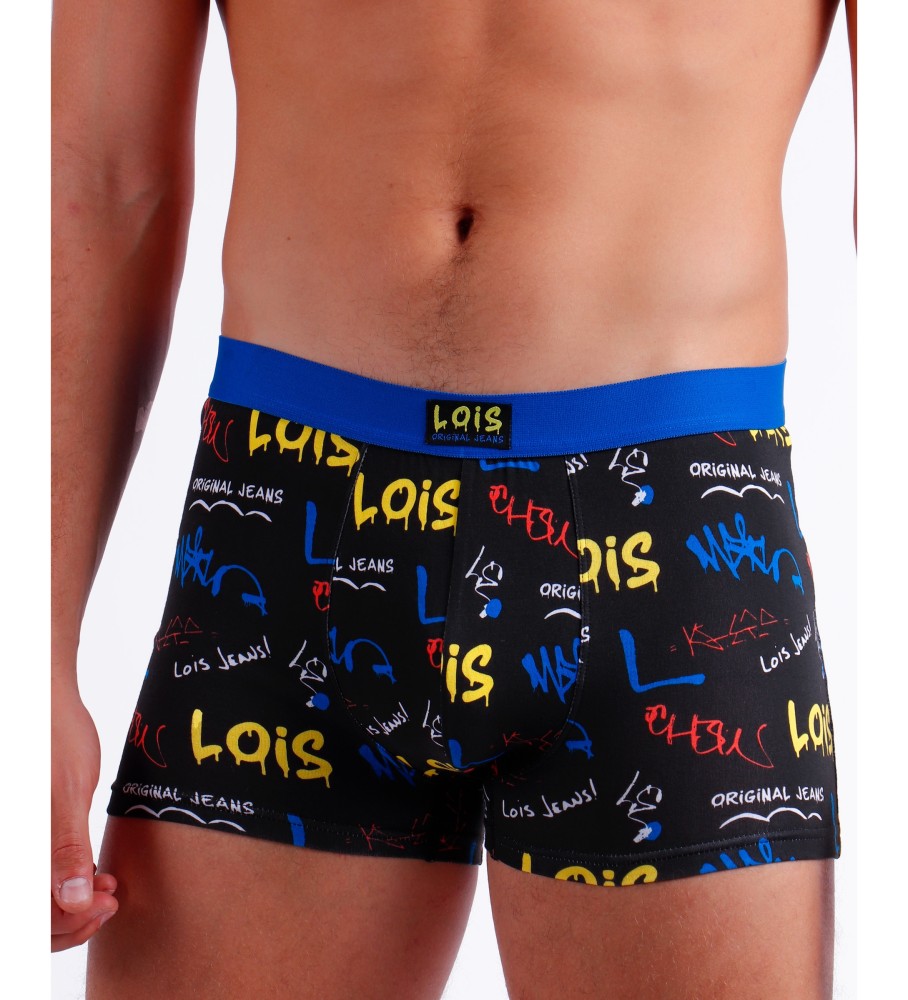 Conjunto de 2 Cuecas/Boxers Lois com Estampa de Grafite Preta