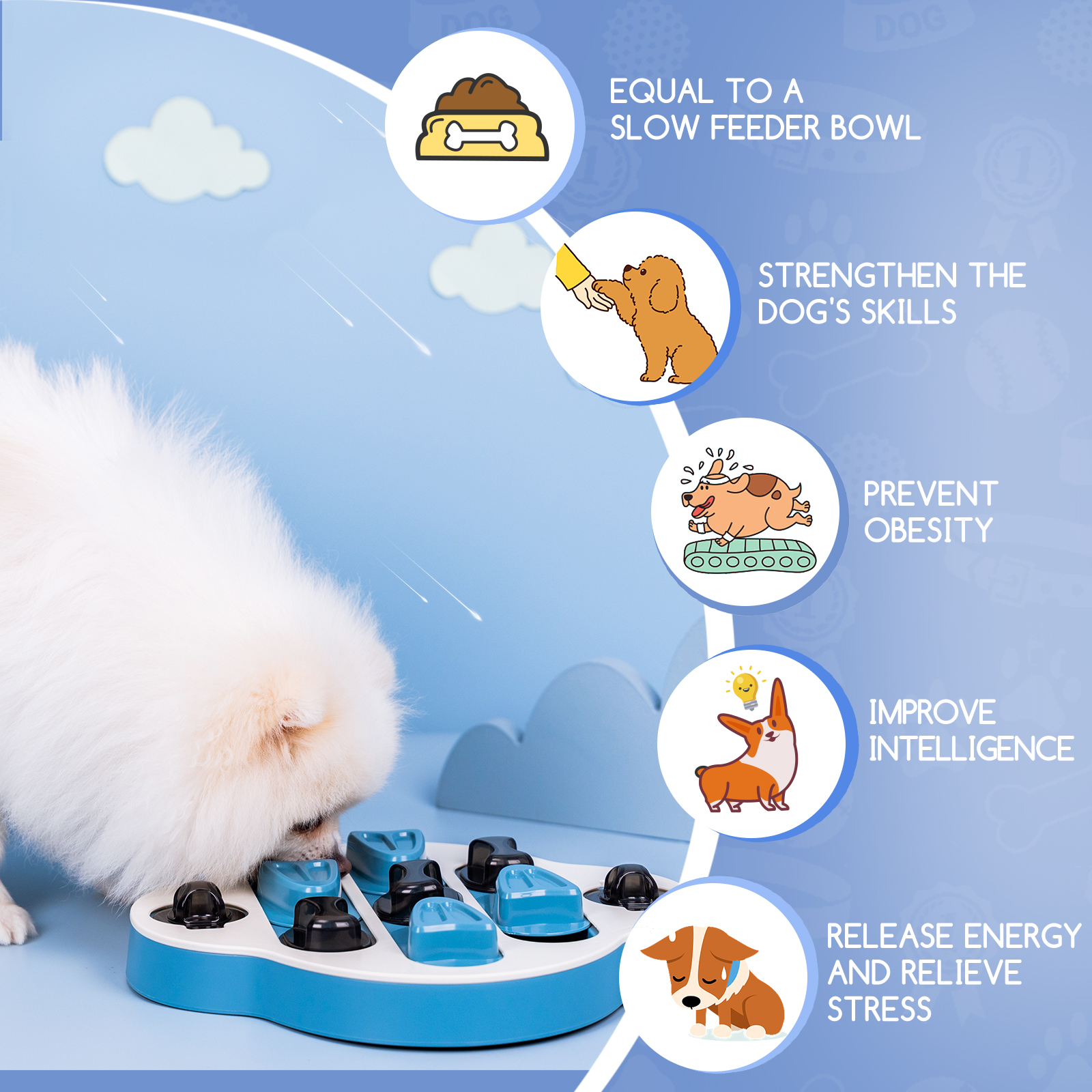 Brinquedos interativos Nobleza para cães, com dispensador de recompensas e superfície antiderrapante, para estimular o QI.