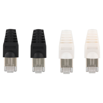Q-Link UTP connector 4x/kap RJ45 2x zwart wit 8 stuks