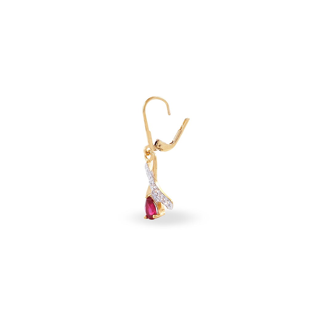 Boucles D'oreilles Pendantes Dyanah Plaque Or Jaune Oxyde De Zirconium
