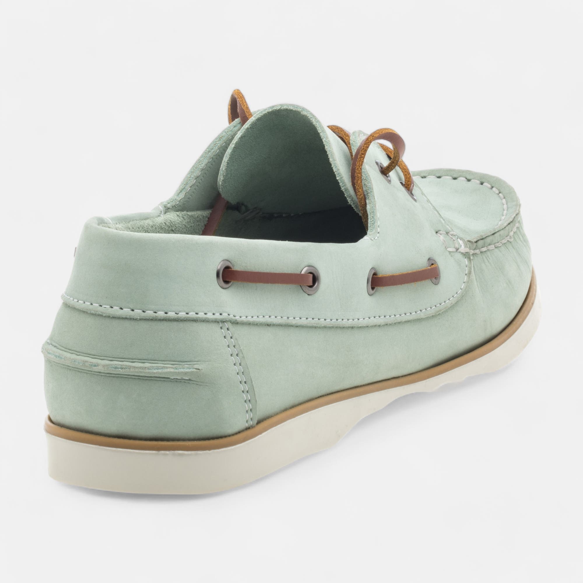 Chaussures bateau Homme en cuir vert clair