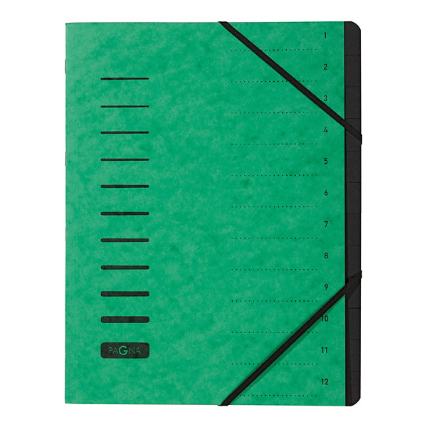 PAGNA Trieur à élastiques en carte 12 divisions - Vert