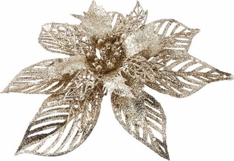 Cosy & Trendy - Decoratie Bloemen Op Clip - Goud - Kunststof - 23 Cm