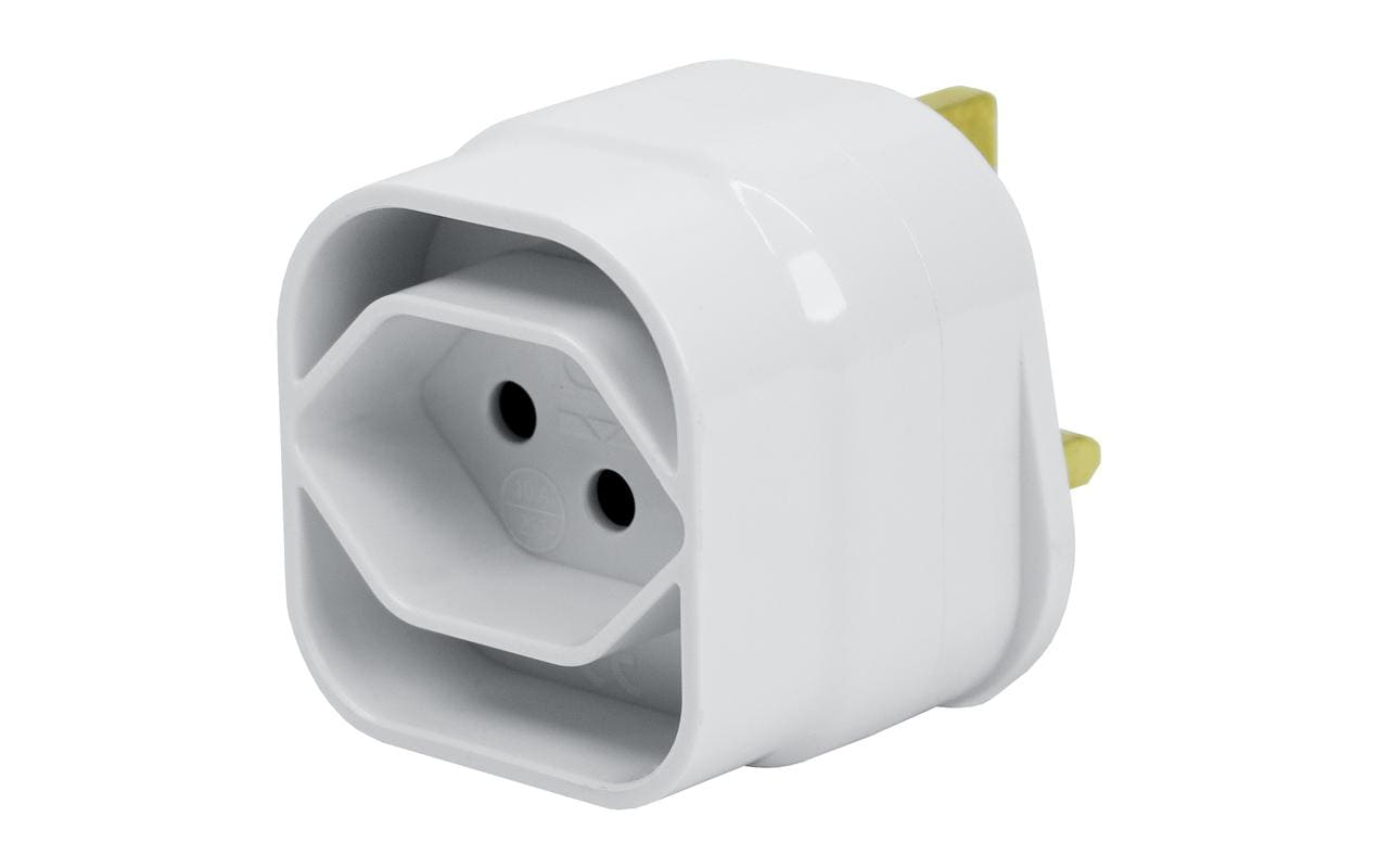 Reiseadapter CH – UK, WeissStromadapter mit Schweitzer T13-Steckdose und UK 3-Pol-Stecker Typ G mit Sicherung