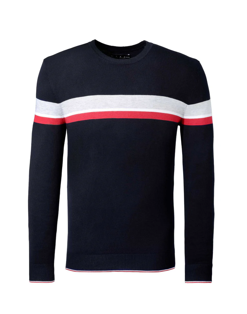 Pull marine rayure sport