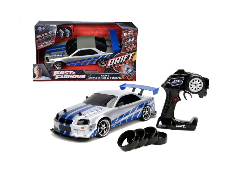 Jada Toys Nissan Skyline GTR Fast & Furious RTR, 1:10 Ferngesteuertes Auto aus Fast & Furious «Brian's Nissan Skyline R34 GTR»