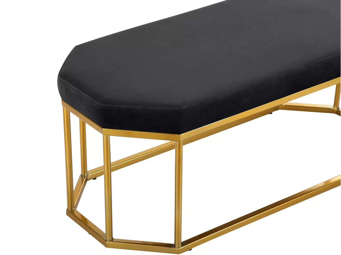 Kyra | Banc en velours noir / cadre doré