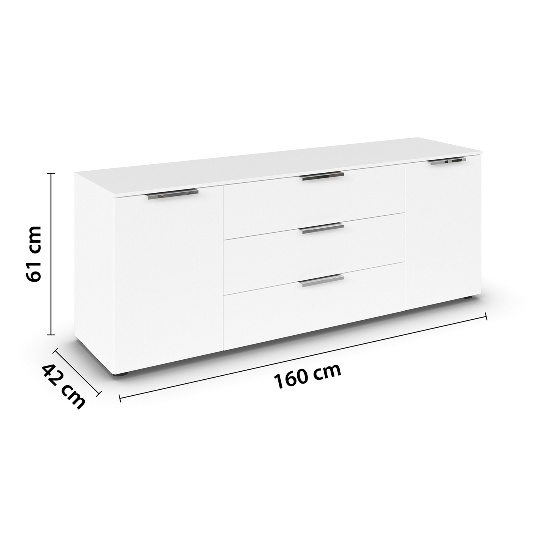 Lowboard - Alpinweiß - 160 cm