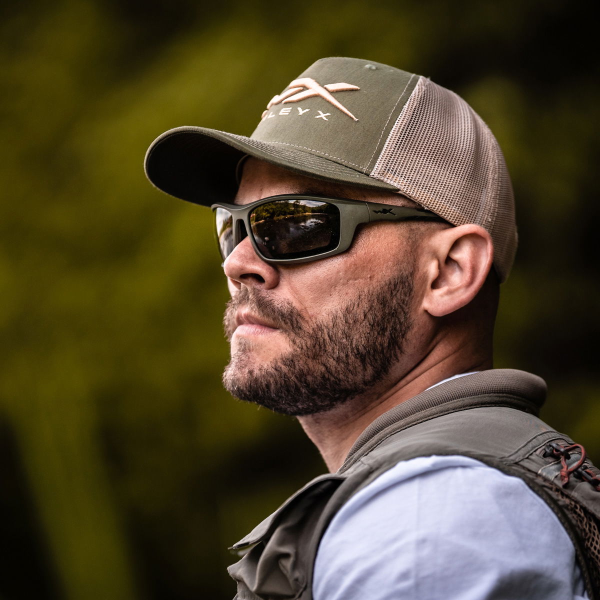 Wiley X Grid Solbrille, Captivate Polaroid Glas, Mat Army Grønt Stel, herre - Spejder Sport
