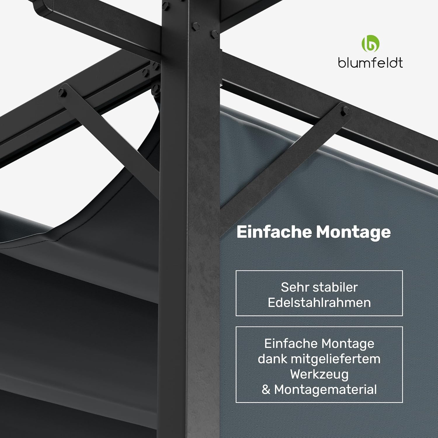 blumfeldt Pergola 3x4 m, Wetterfestes Polyesterdach & Seitliche Jalousien, Pulverbeschichteter Stahlrahmen, Einfache Montage, Stabil & Winterfest Für Ganzjährigen Einsatz