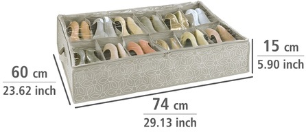 WENKO Unterbettkommode »Modell Balance« Aufbewahrungsbox für 12 Paar Schuhe mit Sichtfenster & Reissverschluss
