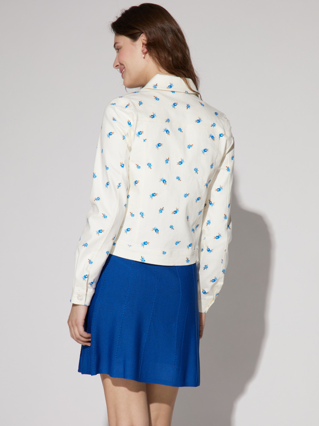 Veste imprimé fleurs bleues