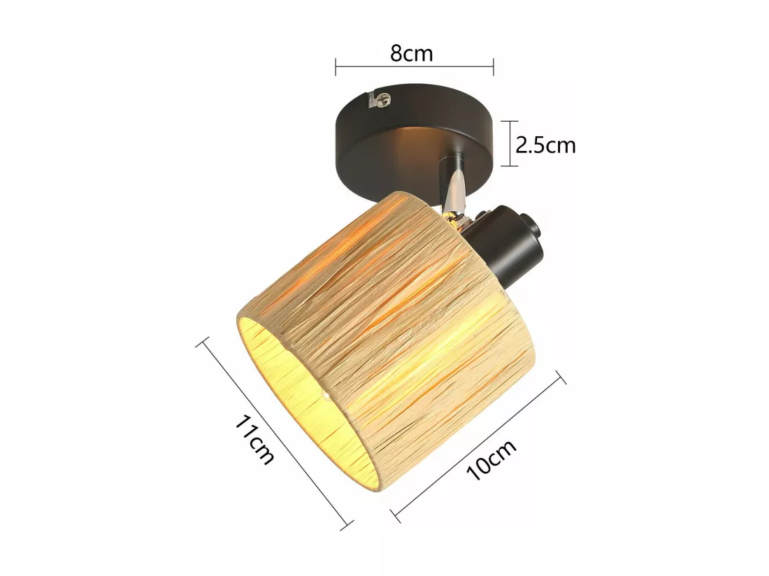 Spot De Plafond 1 Flamme Noir E14 Papier Naturel Plafonnier Chambre