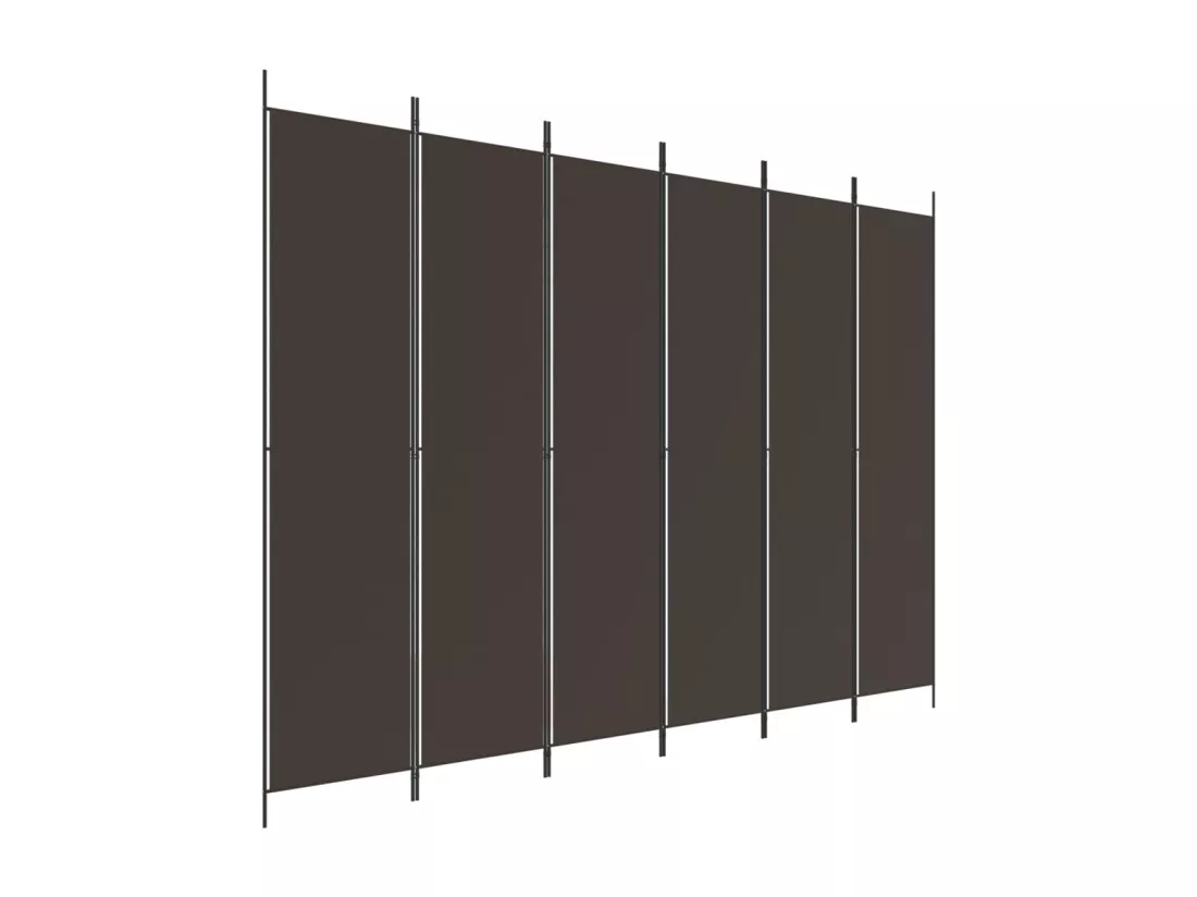 Cloison de séparation 6 panneaux Marron 300x220 cm Tissu