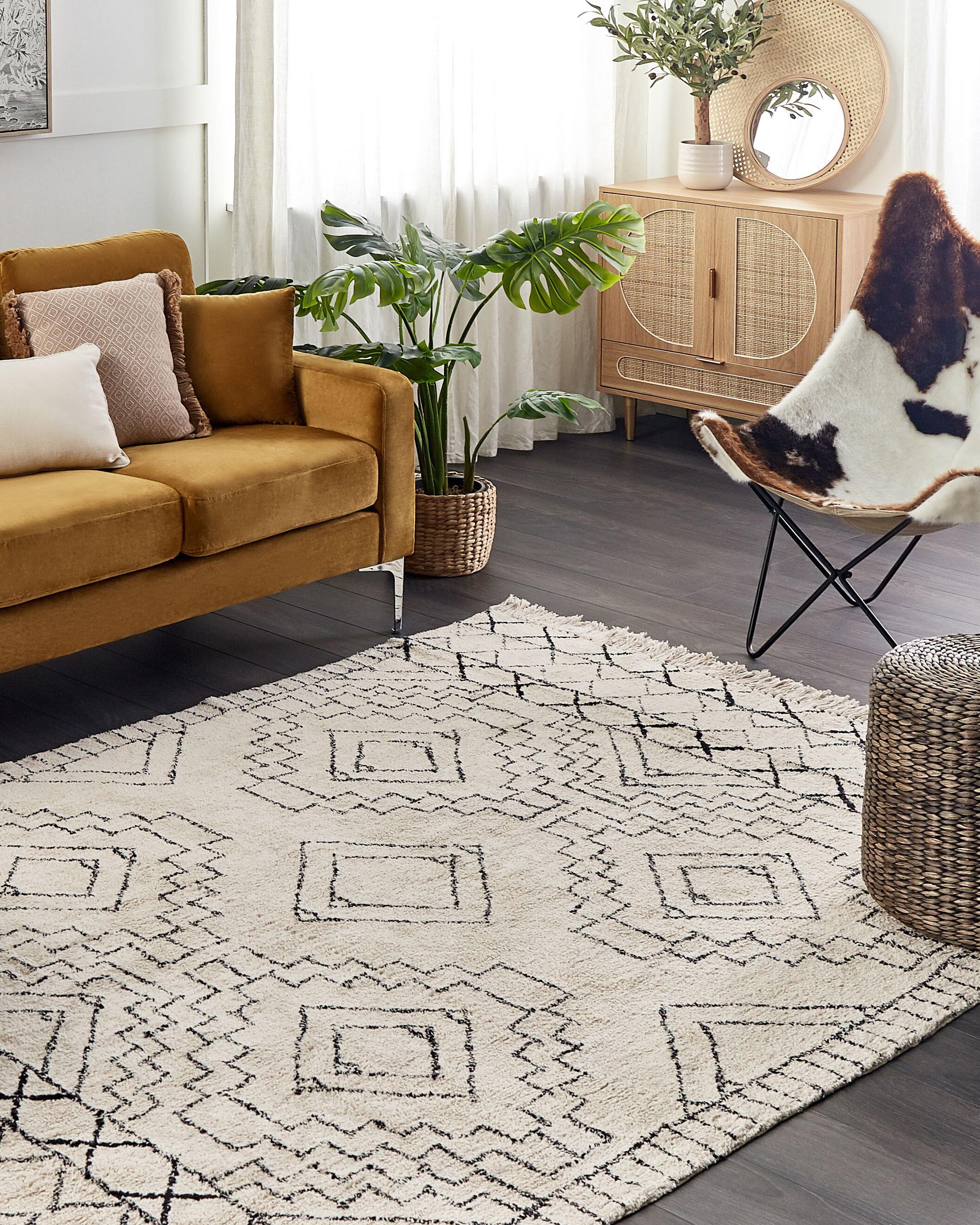 Vloerkleed ZEYNE Beige 160 x 230 cm Katoen