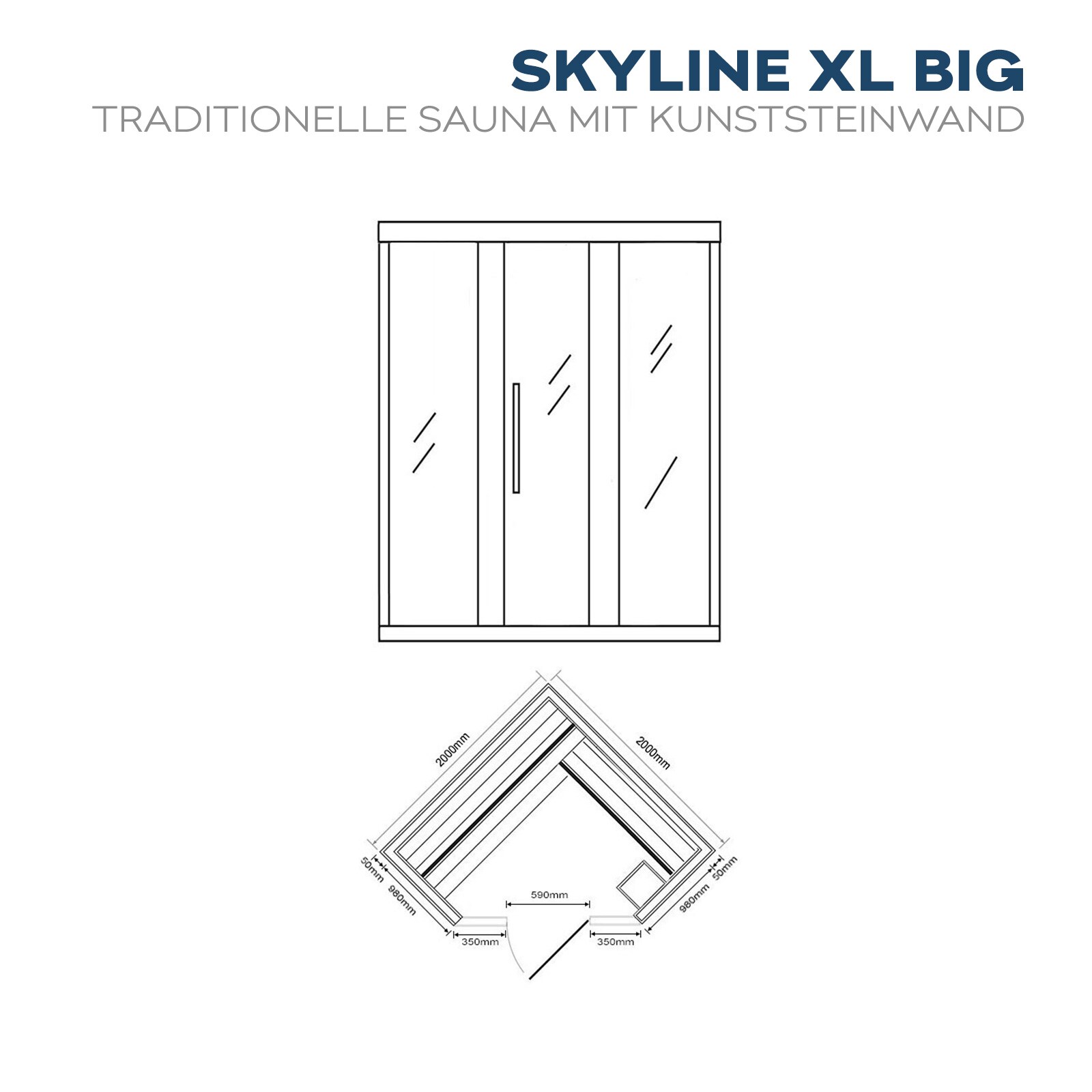 HOME DELUXE Traditionelle Sauna SKYLINE BIG - XL mit Kunststeinwand