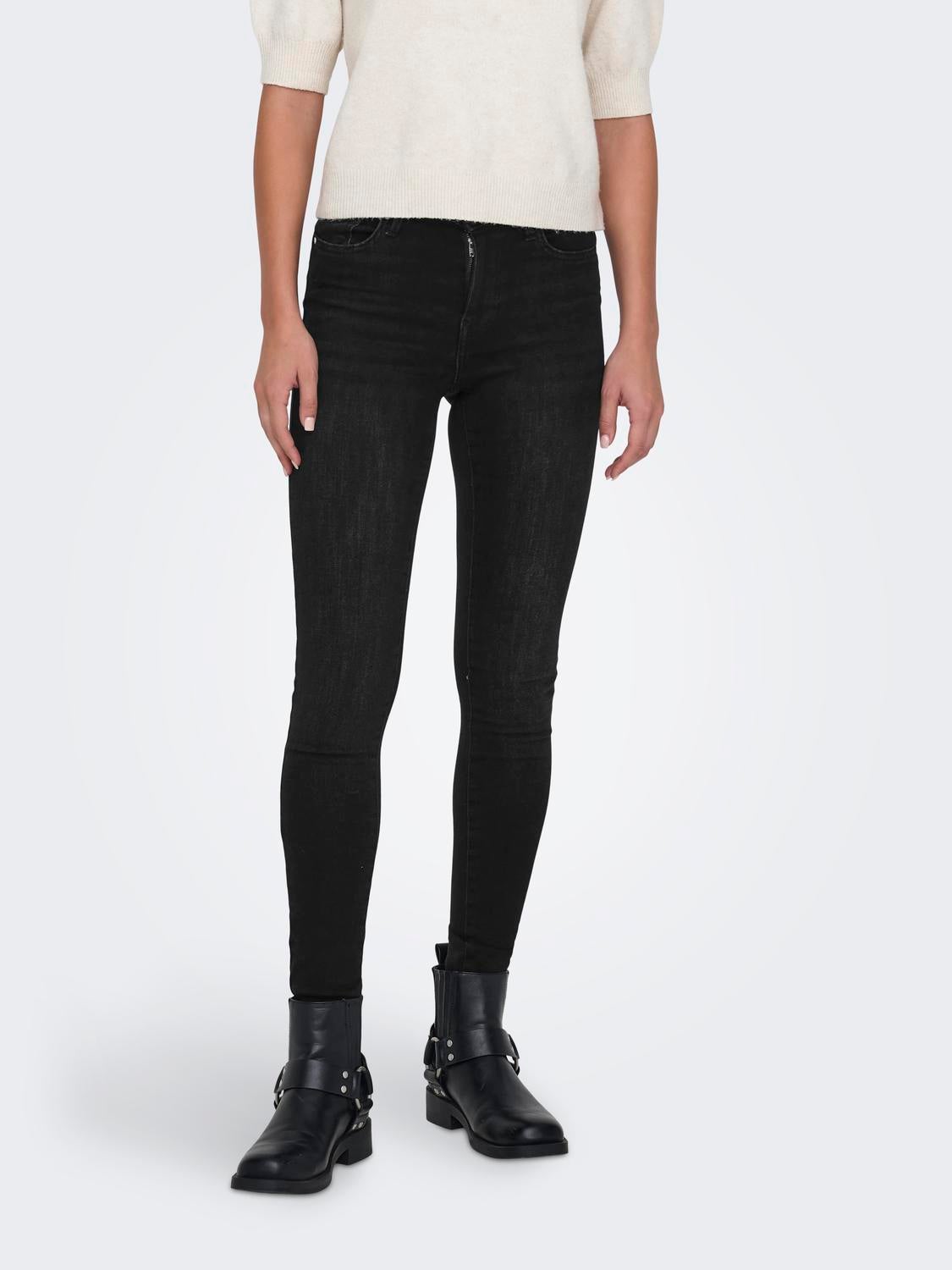 ONLPOWER Mittlere Taille Skinny Fit Jeans Washed Black