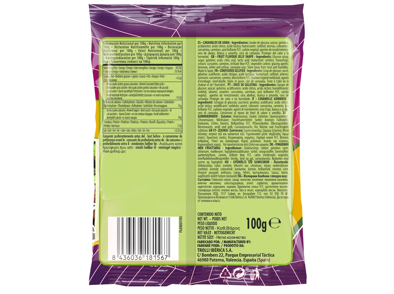 GOMAS TROLLI TARANTULAS 100G
