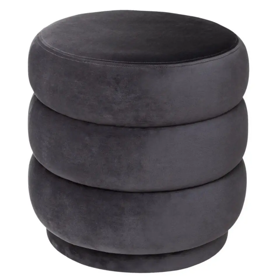 Atmosphera zit Poef - hout/stof - donkergrijs - 40 x 40 cm