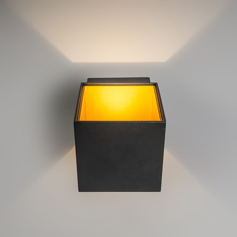Set van 2 design wandlampen zwart/goud incl. LED - Caja