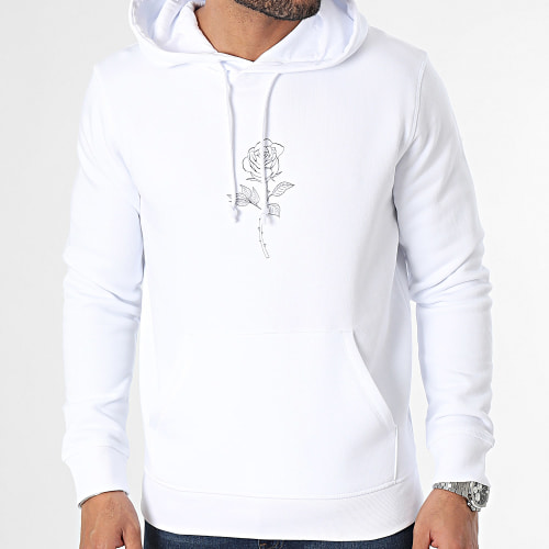 Sweat Capuche White Eclipse Barbed Outline Blanc Noir