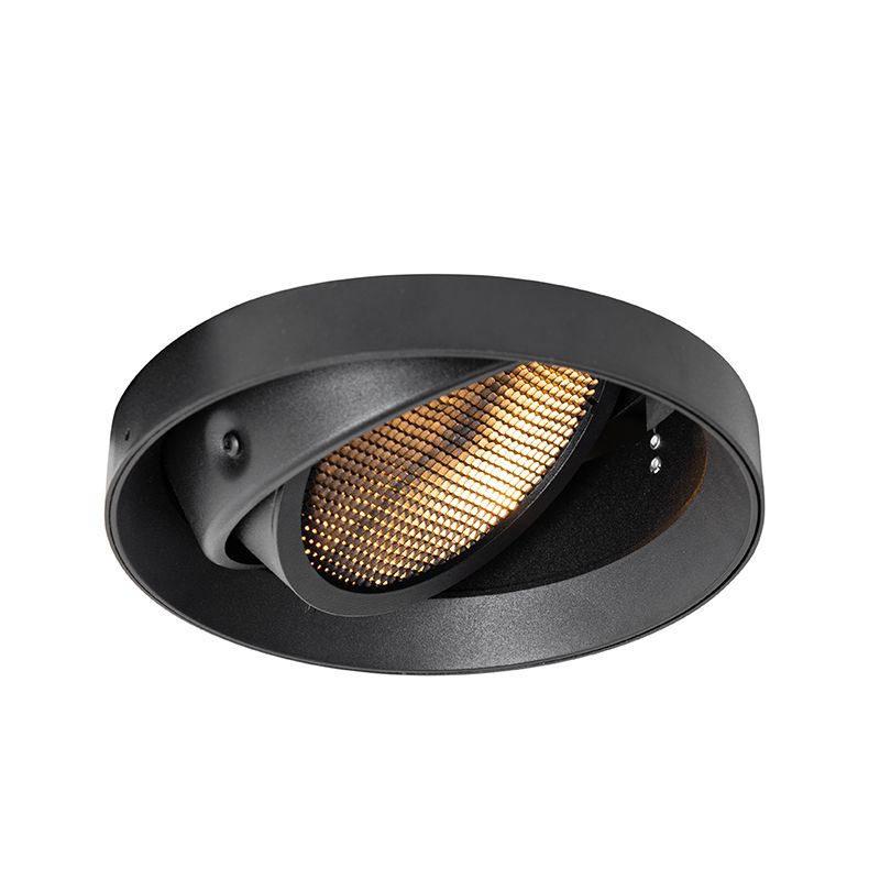 Moderne inbouwspot zwart GU10 AR111 rond trimless - Oneon Honey