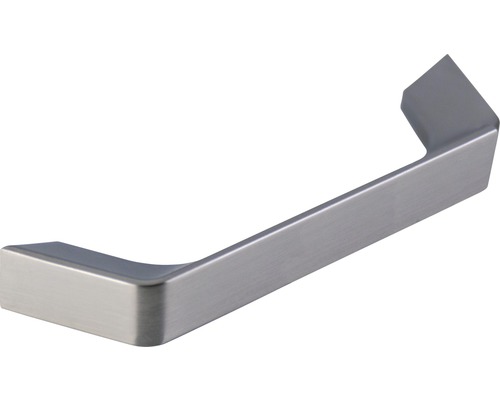 Meubelgreep, metaal-Zamac, RVS-afwerking, gatafstand 96 mm, L x B x H, 109 x 14 x 27 mm, beugelgreep