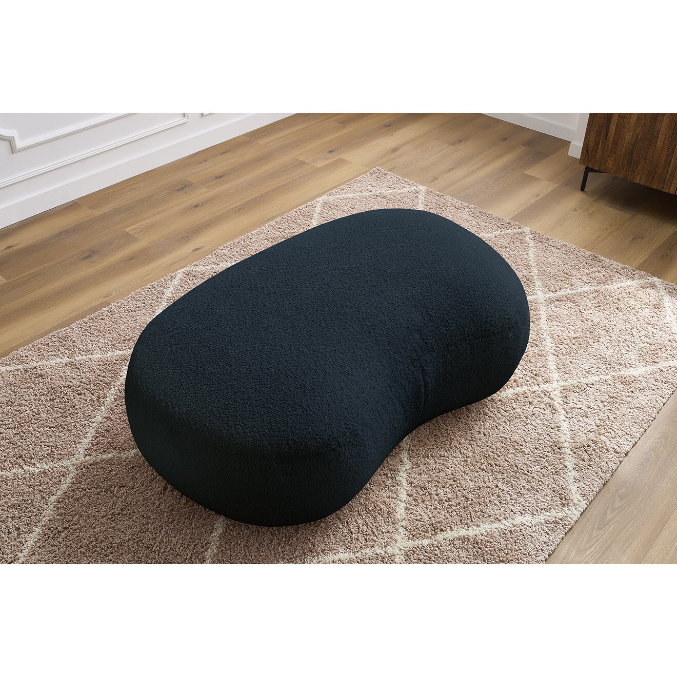 Bobochic Pouf Saint-Germain tissu bouclette  bleu foncé - 147x90x47 cm