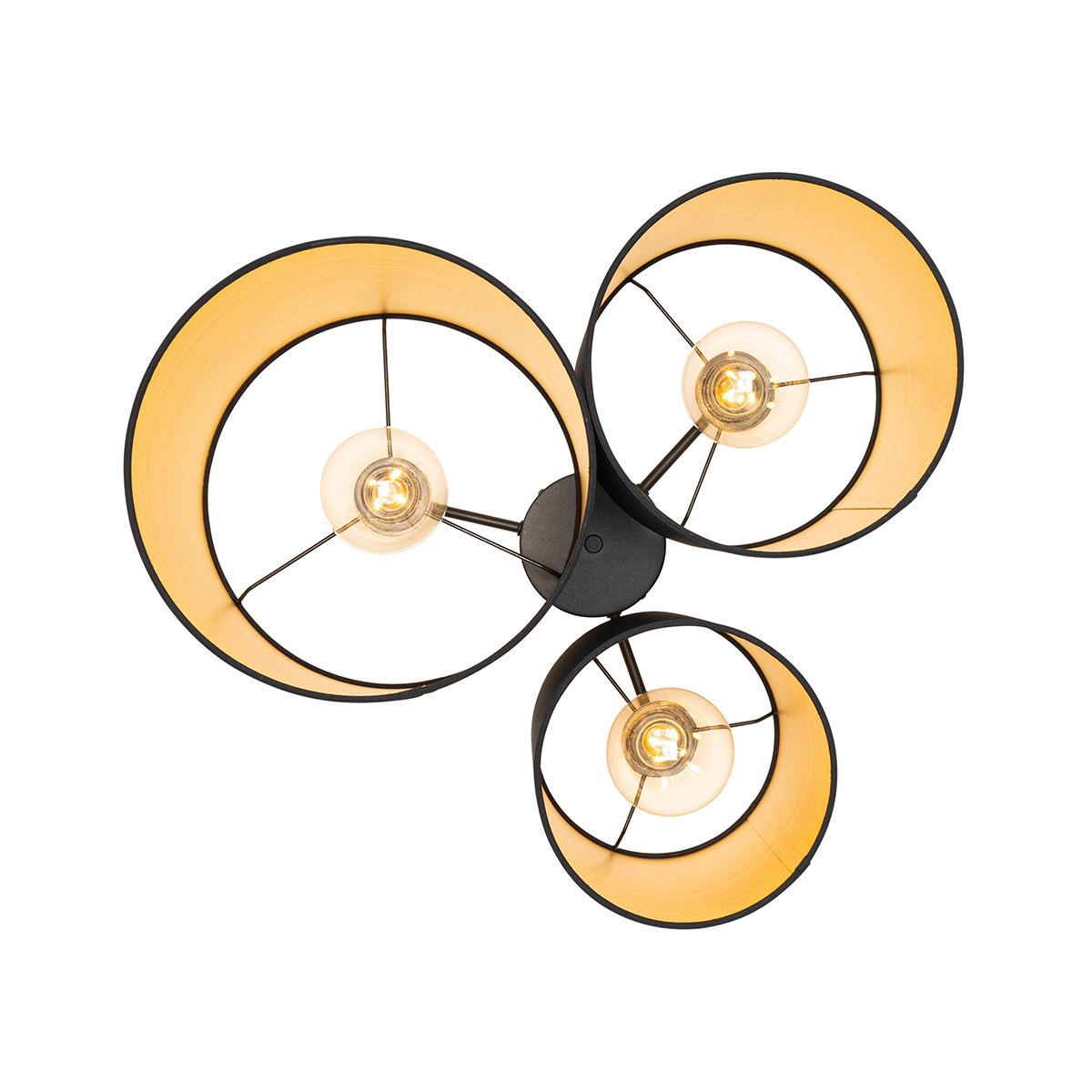 Plafondlamp zwart met gouden binnenkant 3-lichts - Multidrum
