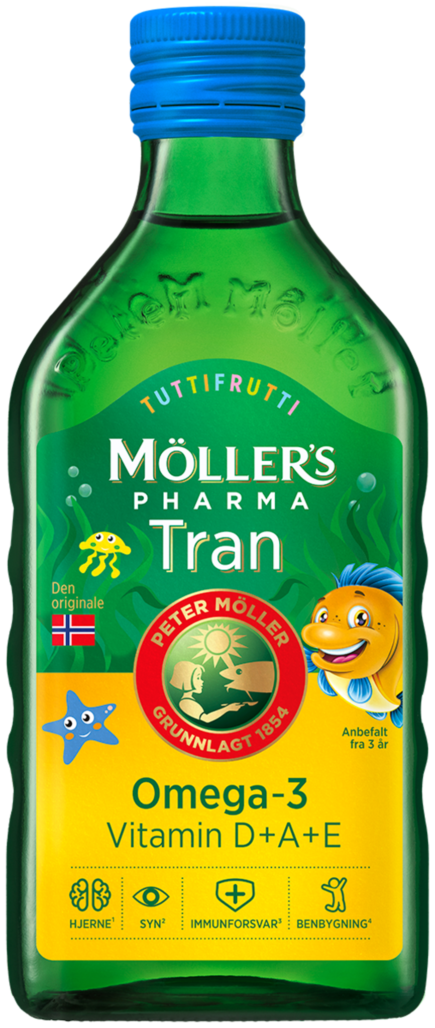 Möller's Pharma tran med tuttifruttismak 250 ml