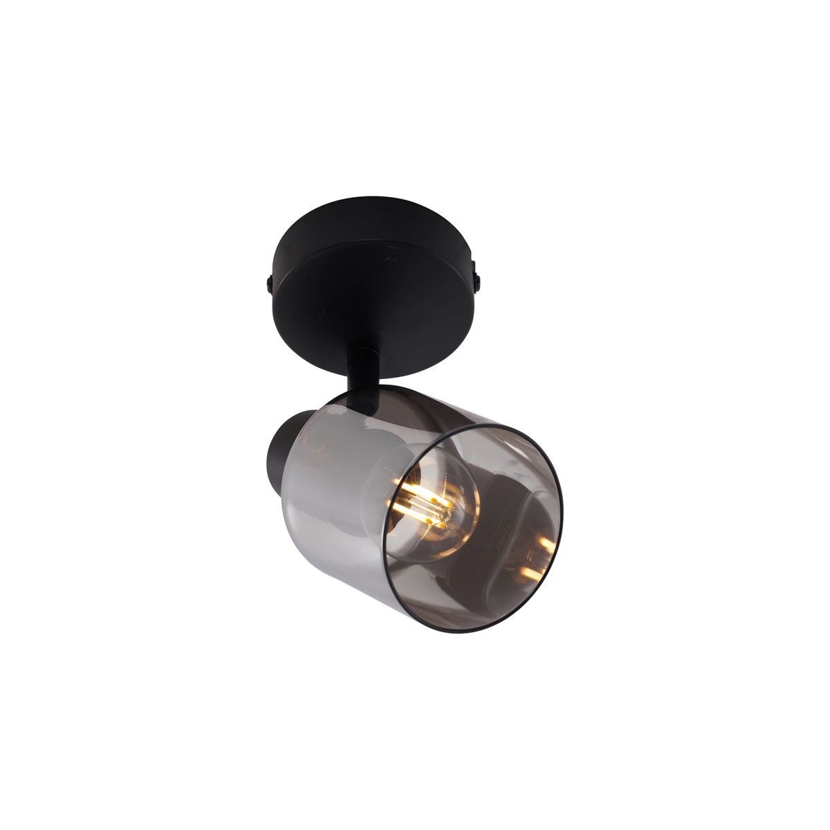 Moderne plafondlamp zwart met smoke glas rond - Cilin