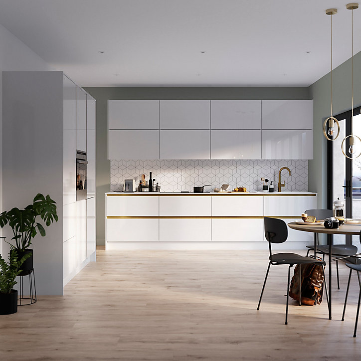Façade de cuisine 1 tiroir et 2 casseroliers Stevia blanc brillant l. 60 cm x H. 72 cm GoodHome
