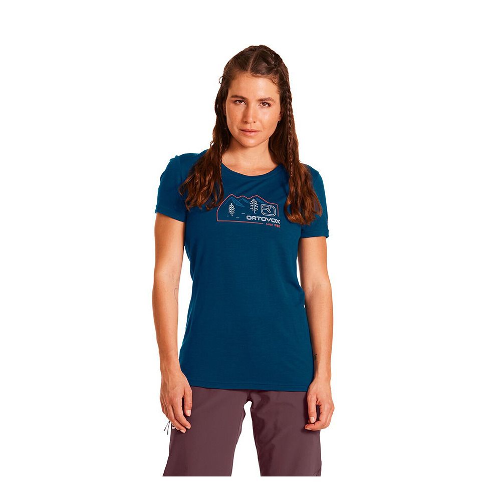 Ortovox 140 COOL VINTAGE BADGE - Tee-shirt Femme pacific green