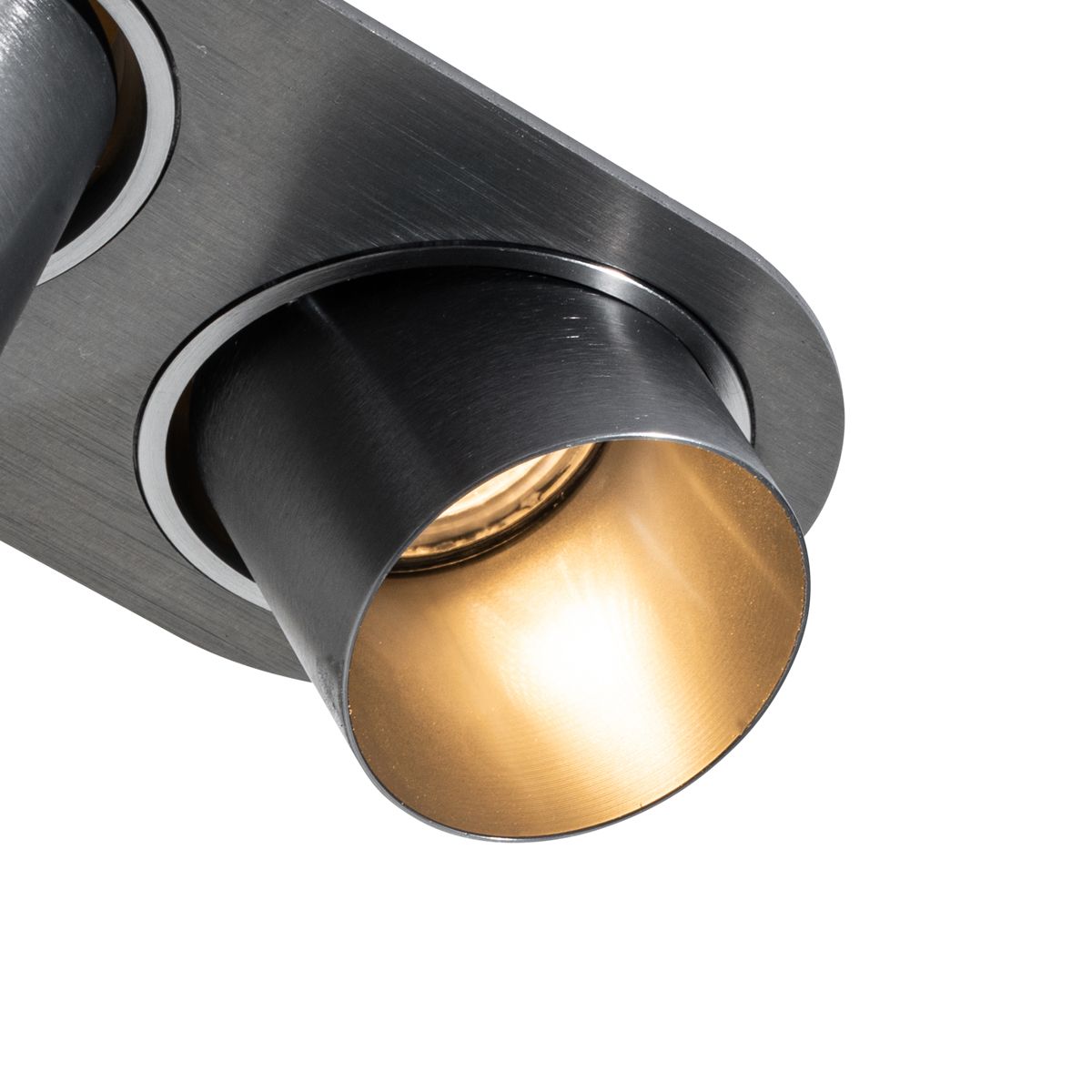 Set van 6 inbouwspots gunmetal GU10 50mm 2-lichts - Installa