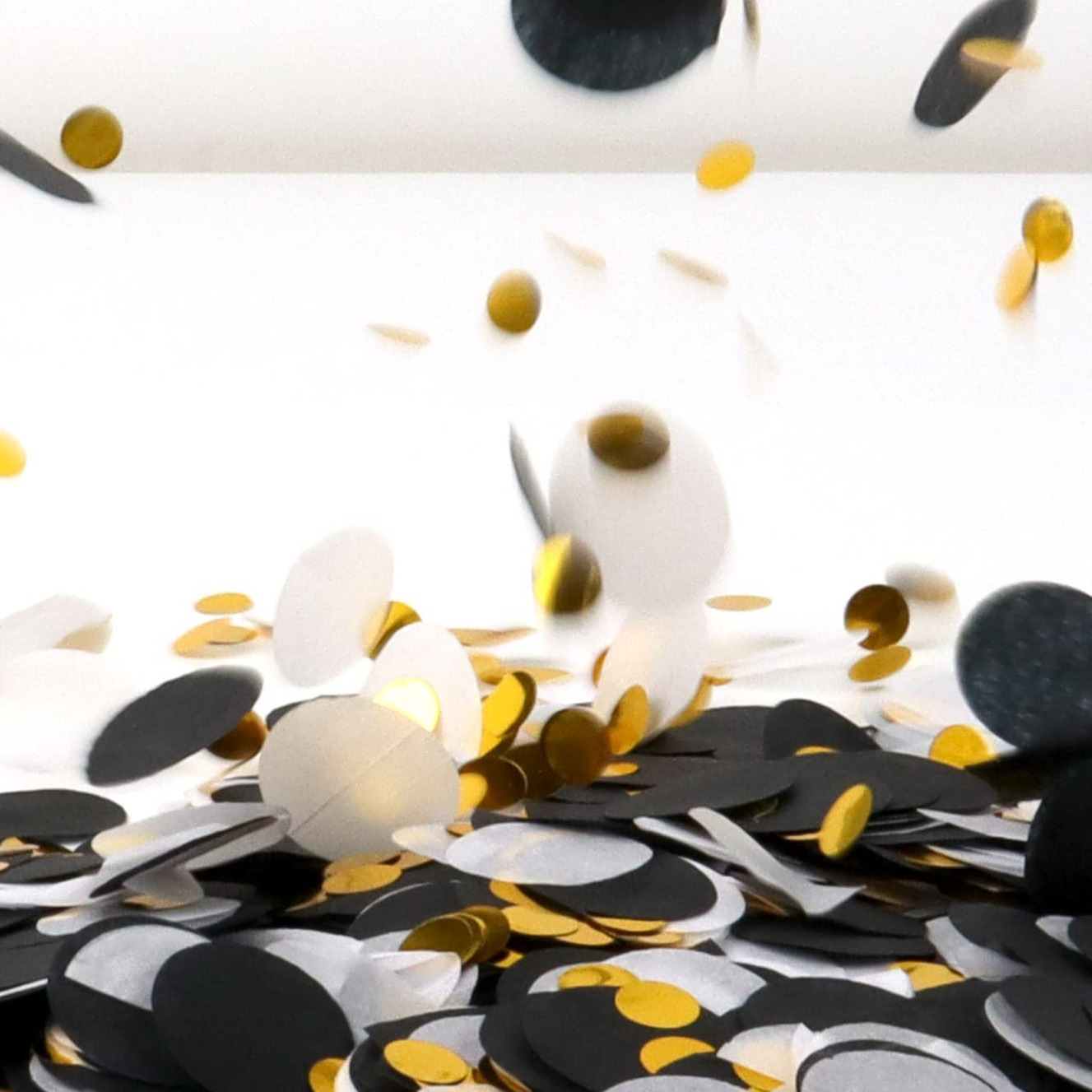 (50g) Seidenpapier Konfetti Party Dekoration Runde Streukonfetti Metallic Tischdeko - Schwarz / Weiss / Gold