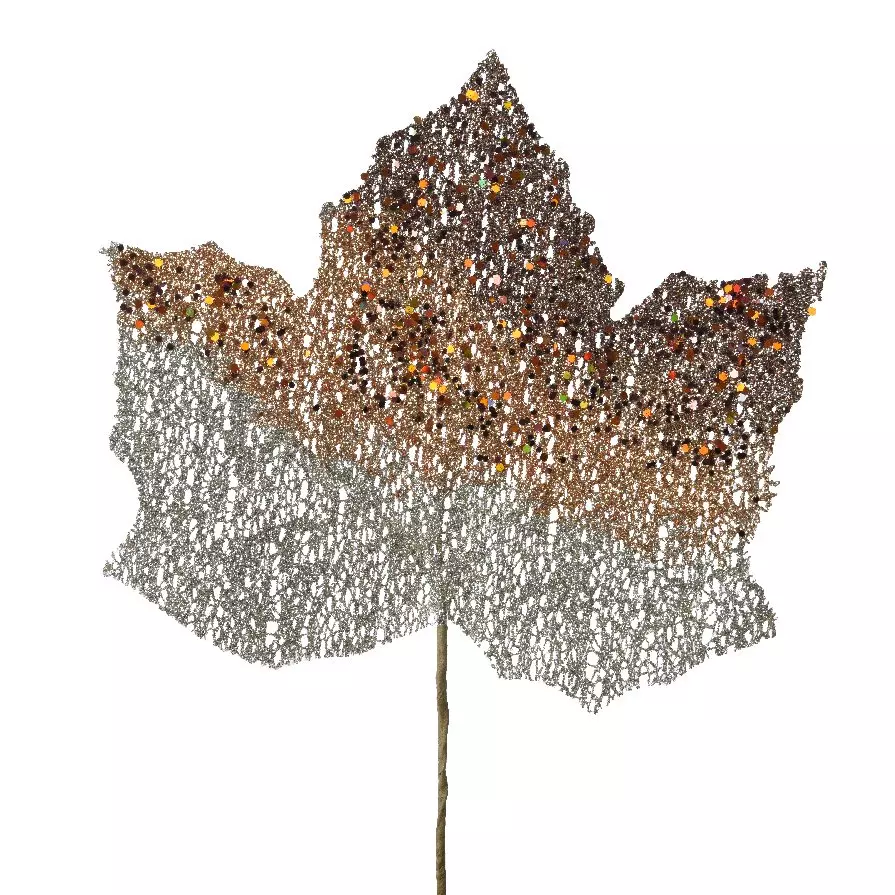 Feuille d'Erable (25 cm) en perles de rocaille Givré