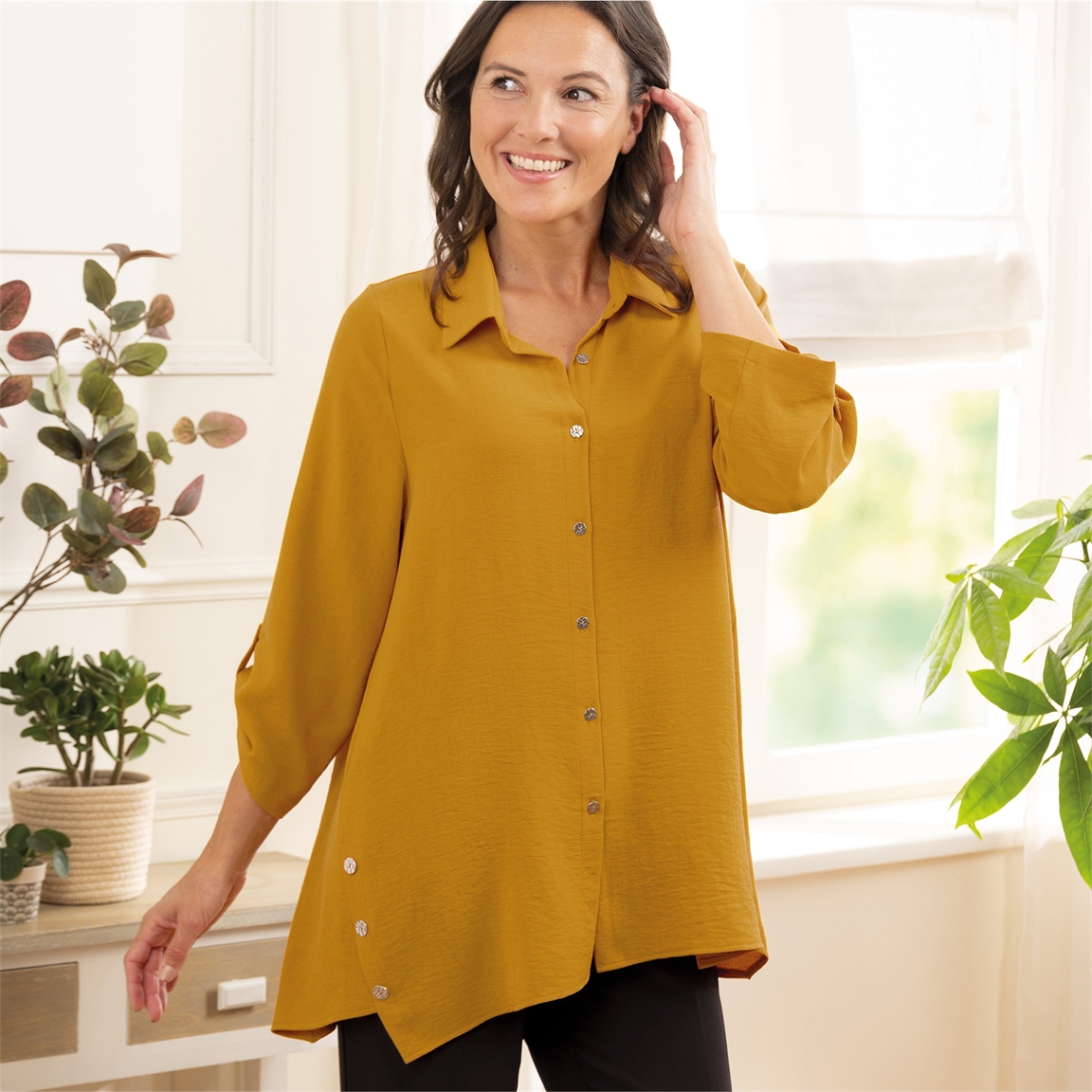 Chemise ample moutarde