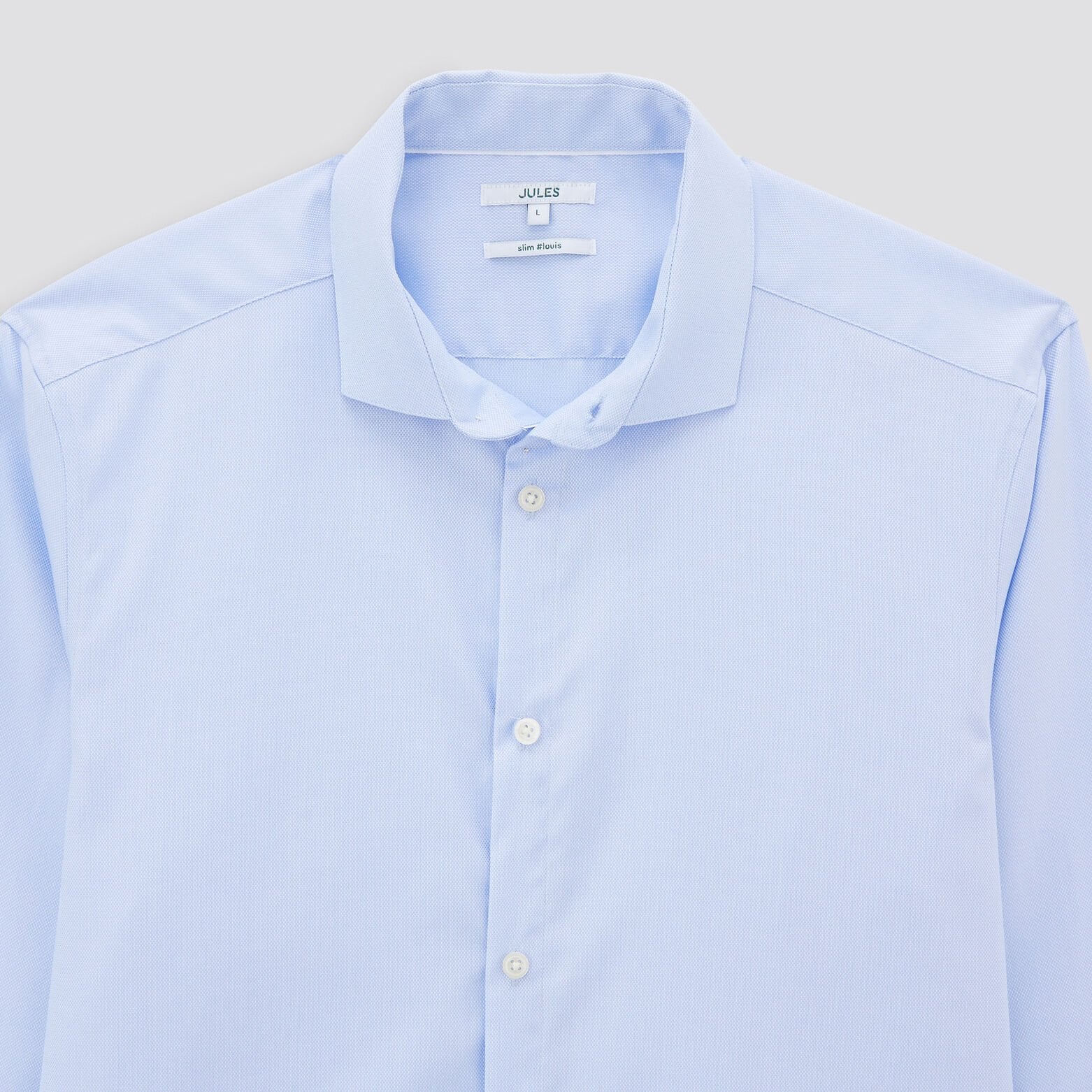 Chemise slim sans repassage unie coton Bleu Ciel