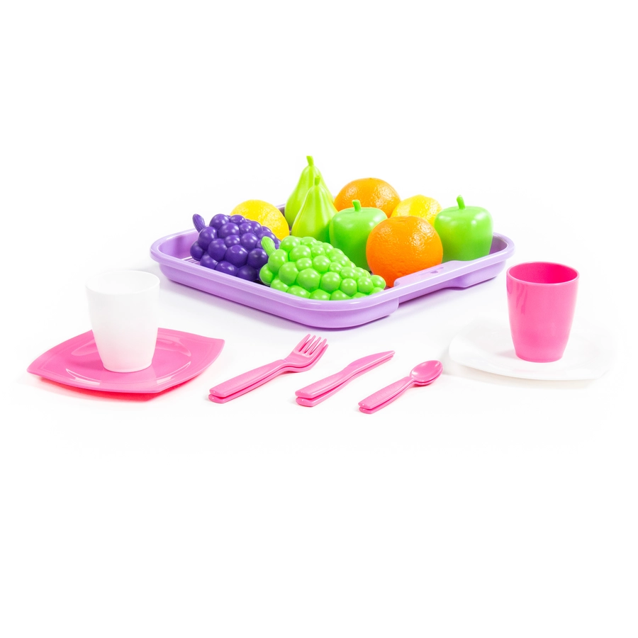 Wader Quality Toys Geschirrset mit Früchten auf Tablett, 21-tlg.