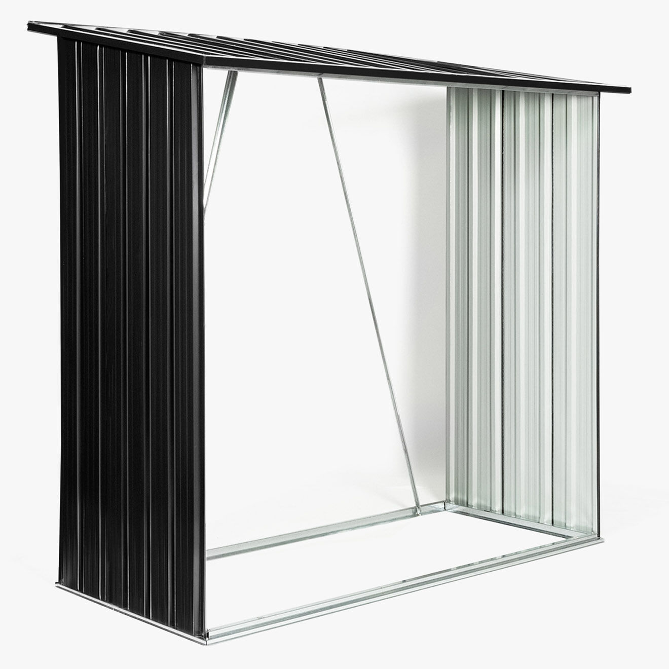 JARDIKT Abri bûches en métal gris anthracite - 163x83x154 cm