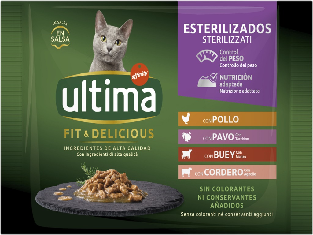 COMIDA HÚMIDA PARA GATO ULTIMA ESTERILIZ SELECT CARNES 4X85G