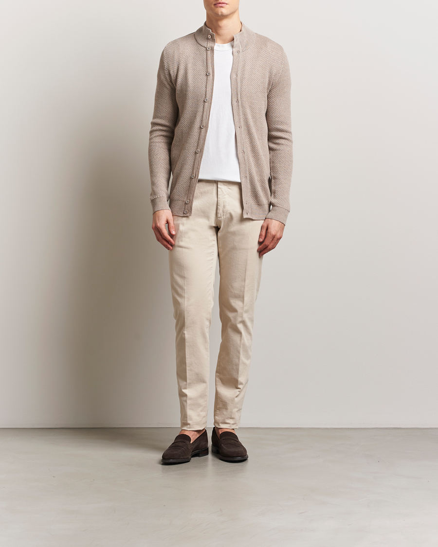 Stenströms Knitted Textured Merino Cardigan Beige