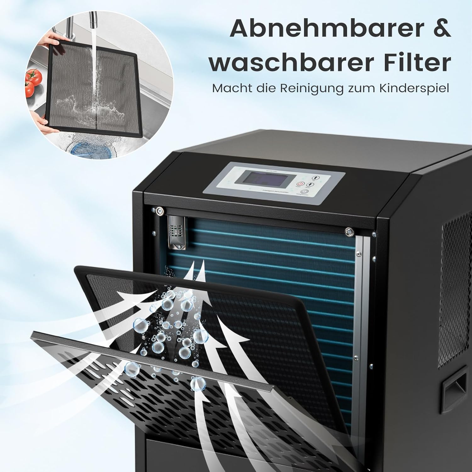 COSTWAY 118 L/Tag Bautrockner, Luftentfeuchter kommerziell mit Ablaufschlauch, 24H Timer und 4 Rädern, Entfeuchtungsgerät Industrie Trocknungsgerät für Keller, Lager, Baustelle & Räume bis zu 790 m²