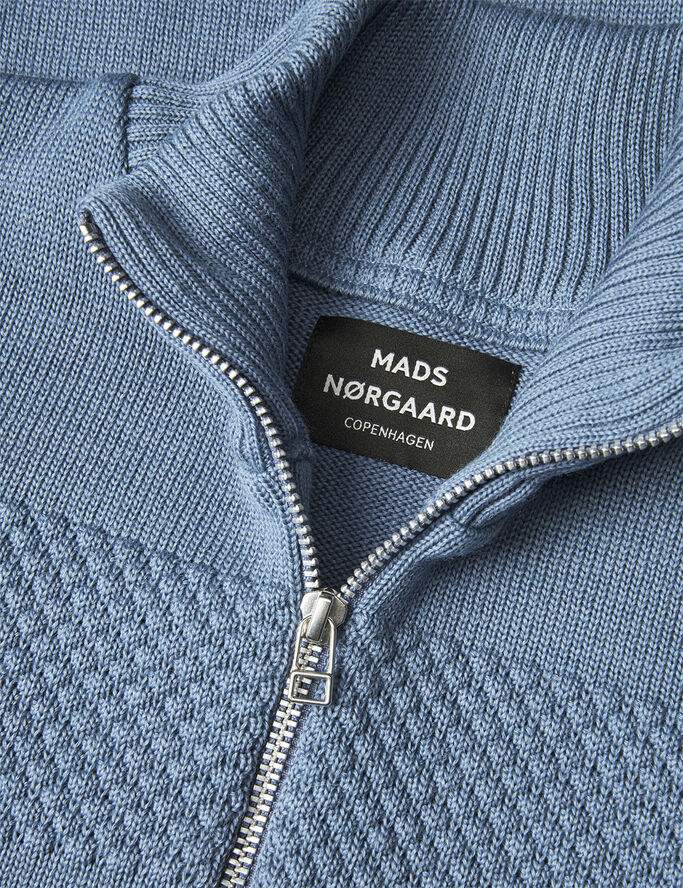 Mads Nørgaard - Copenhagen Wool Klemens Half Zip Knit Blå
