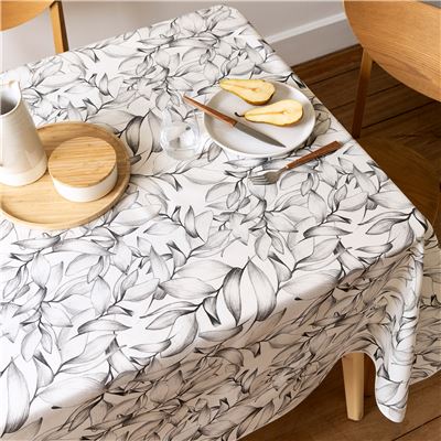 Nappe antitache polycoton enduit motif feuillage