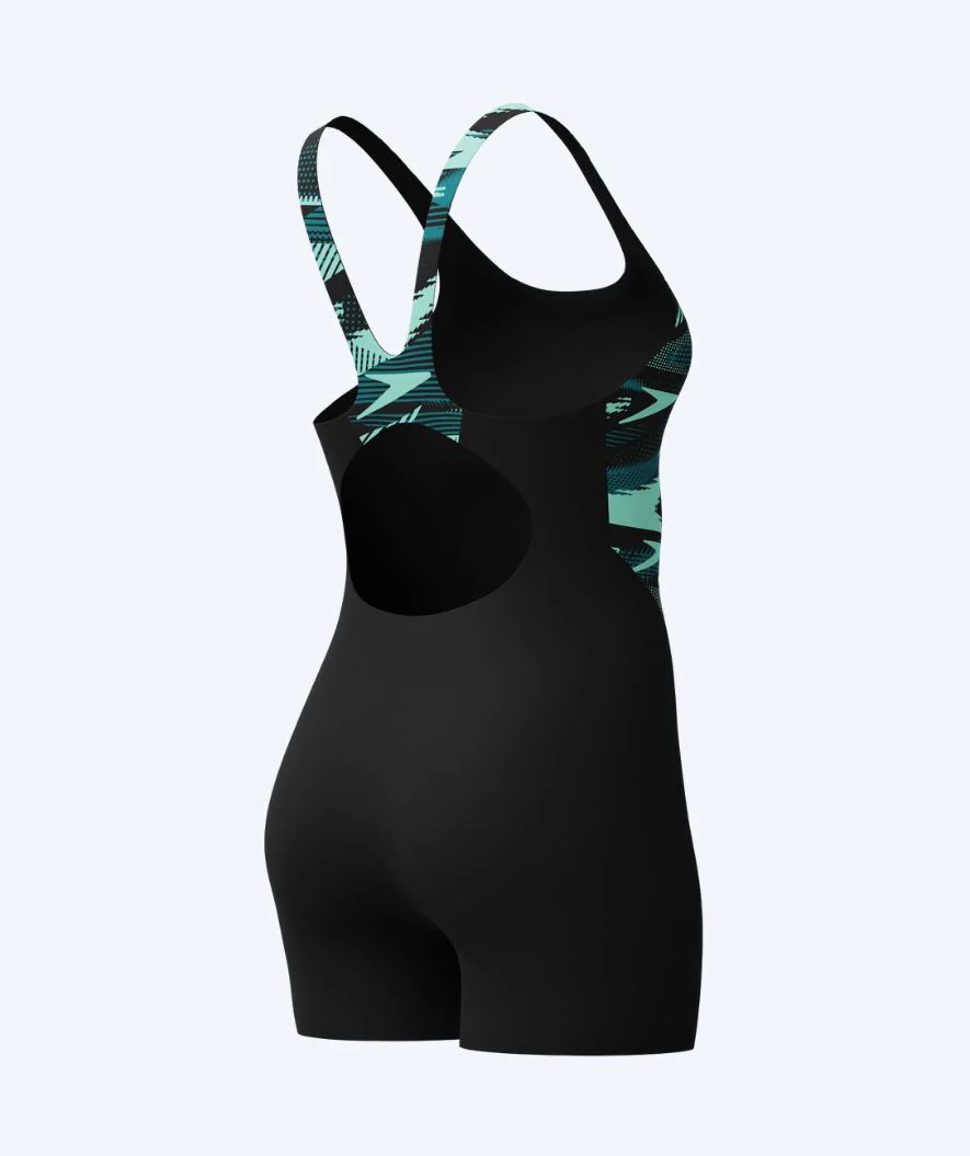 Speedo badedragt med ben til damer - Hyperboom Splice - Sort/turkis