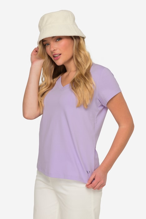 T-Shirt, kleiner Knoten Print, V-Ausschnitt, Halbarm, OEKO-TEX MIG