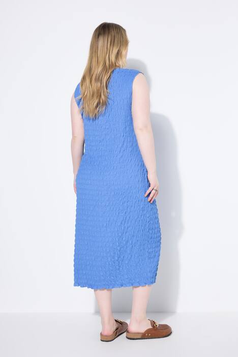 Midikleid, ärmelloser Straight Shape, Struktur, himmelblau