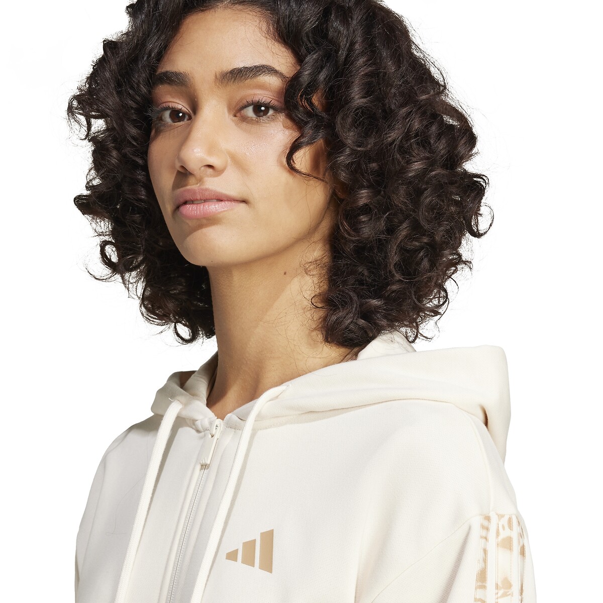 ADIDAS SPORTSWEAR<br>Moletom com zíper, 3 listras, estampa de animais