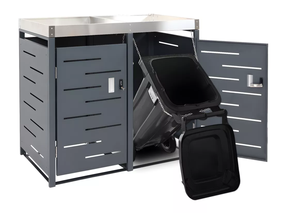 Cache-poubelle pour 3 poubelles MCW-H40b